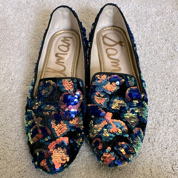 Sam Edelman Shoes - Sam Edelman 7.5 Blue Iridescent Sequin Loafer Shoes